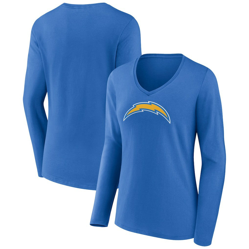 Los Angeles Chargers Women's Primary Team Logo Long Sleeve V-Neck T-Shirt Powder Blue - NFL