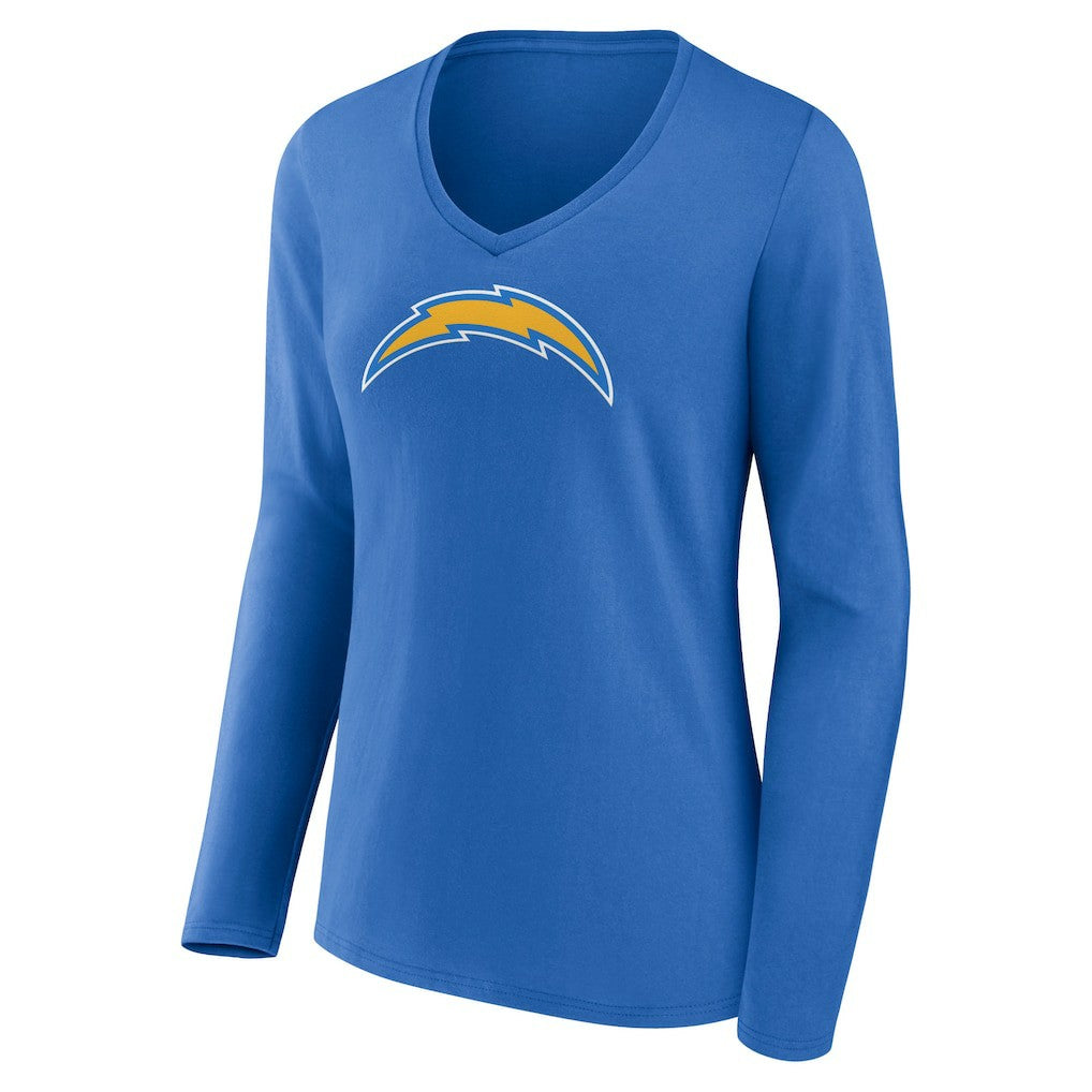 Los Angeles Chargers Women's Primary Team Logo Long Sleeve V-Neck T-Shirt Powder Blue - NFL