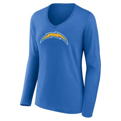 Los Angeles Chargers Women's Primary Team Logo Long Sleeve V-Neck T-Shirt Powder Blue - NFL
