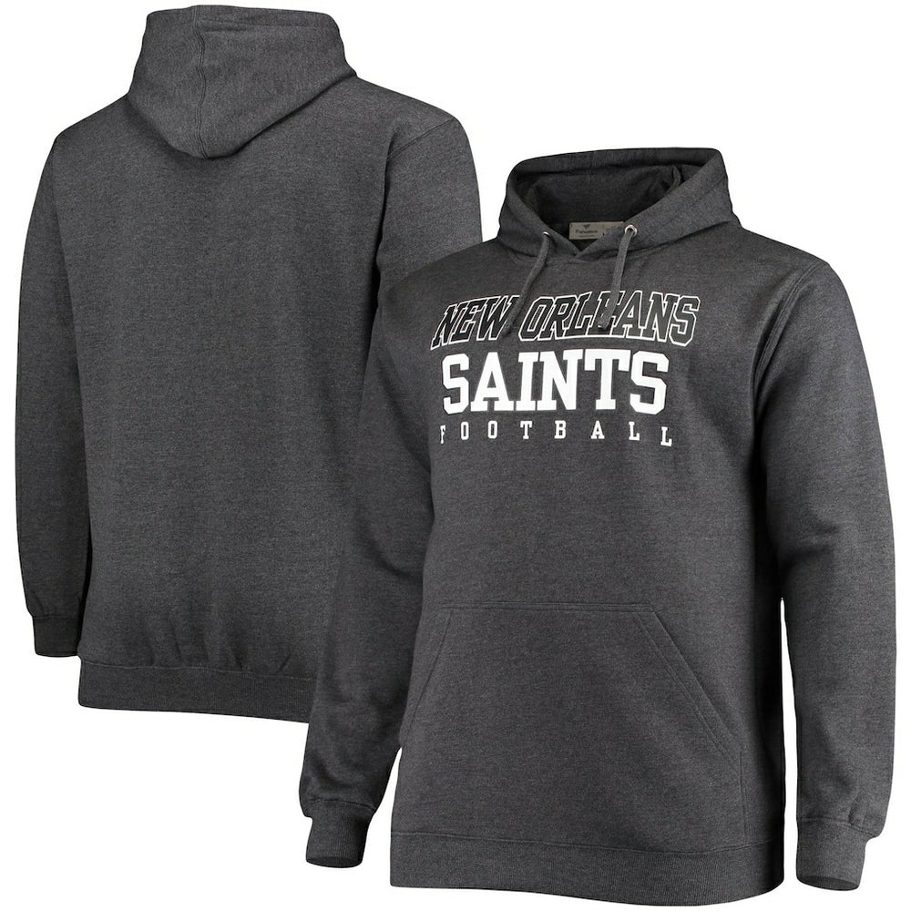 New Orleans Saints Big & Tall Practice Pullover Hoodie Heathered Charcoal - Fanatics