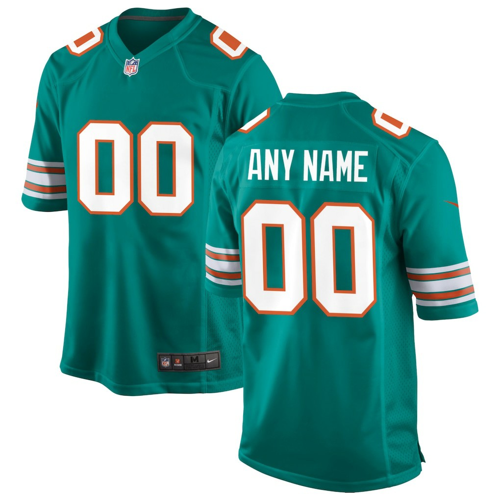 Miami Dolphins Alternate Custom Game Jersey Aqua - Nike