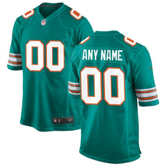 Miami Dolphins Alternate Custom Game Jersey Aqua - Nike