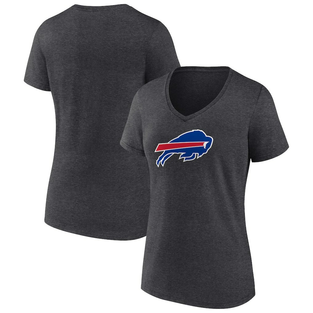 Buffalo Bills Women's Primary Team Logo V-Neck T-Shirt Charcoal - NFL