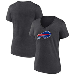 Buffalo Bills Women's Primary Team Logo V-Neck T-Shirt Charcoal - NFL
