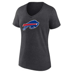 Buffalo Bills Women's Primary Team Logo V-Neck T-Shirt Charcoal - NFL
