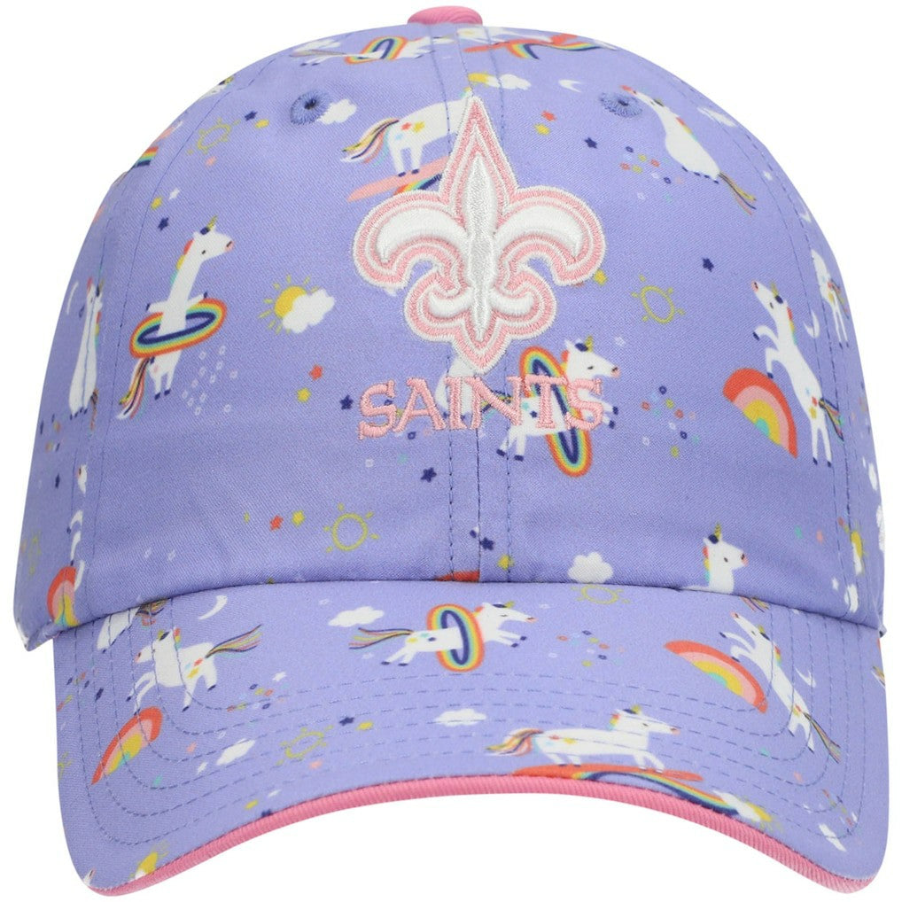 New Orleans Saints '47 Girls Preschool Unicorn Clean Up Adjustable Hat Purple - 47 brand