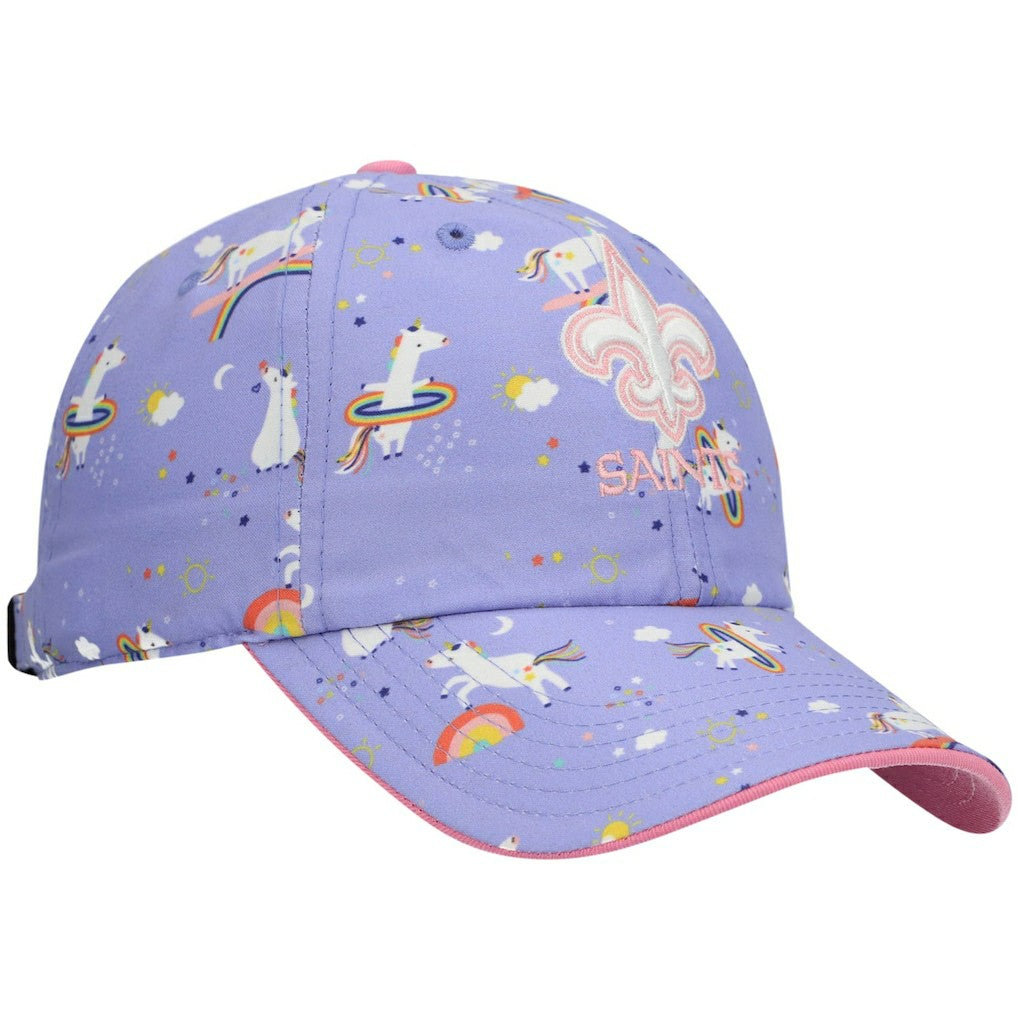 New Orleans Saints '47 Girls Preschool Unicorn Clean Up Adjustable Hat Purple - 47 brand