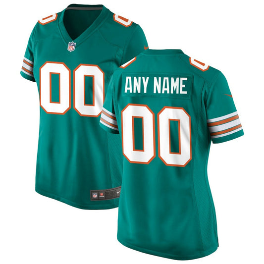 Miami Dolphins Women's Alternate Custom Game Jersey - Aqua | NFL Jerseys