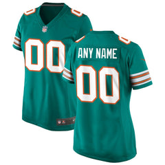 Miami Dolphins Women's Alternate Custom Game Jersey Aqua - Nike