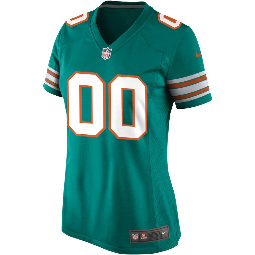 Miami Dolphins Women's Alternate Custom Game Jersey Aqua - Nike