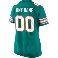 Miami Dolphins Women's Alternate Custom Game Jersey Aqua - Nike