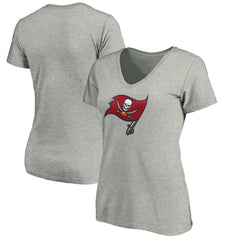 Tampa Bay Buccaneers Women's Primary Logo V-Neck T-Shirt Heather Gray - NFL