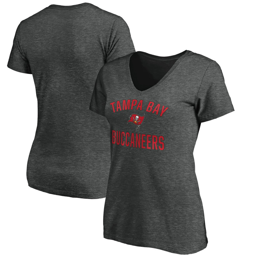 Tampa Bay Buccaneers Women's Victory Arch V-Neck T-Shirt Heathered Gray - NFL