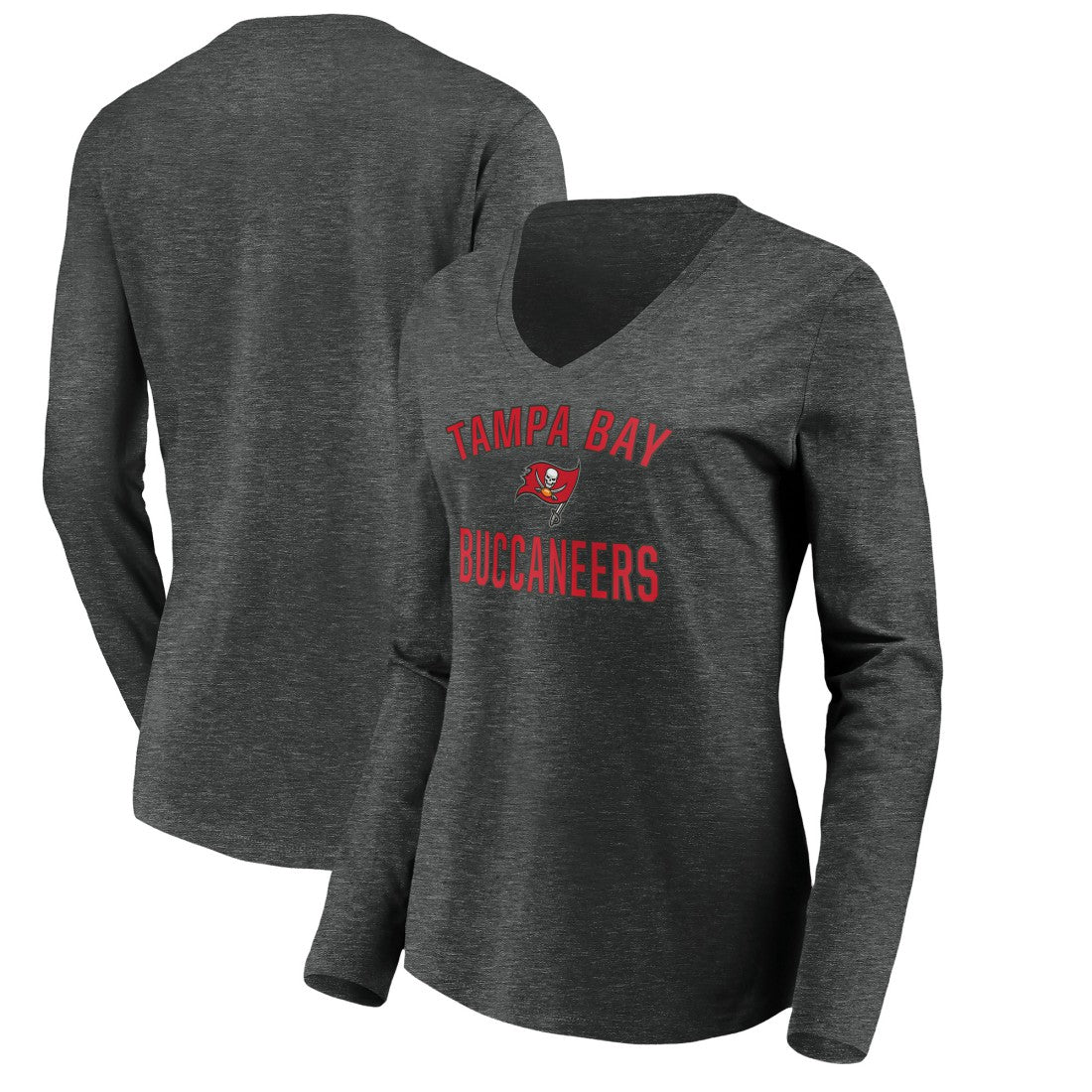 Tampa Bay Buccaneers Women's Victory Arch Long Sleeve V-Neck T-Shirt Heather Gray - NFL