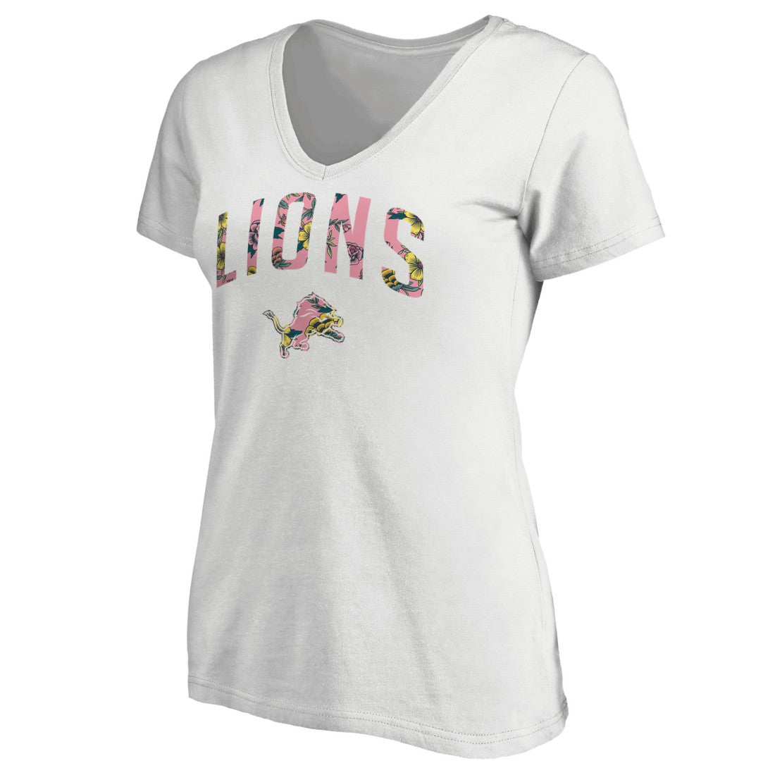 Detroit Lions Women's Floral Arch T-Shirt White - NFL