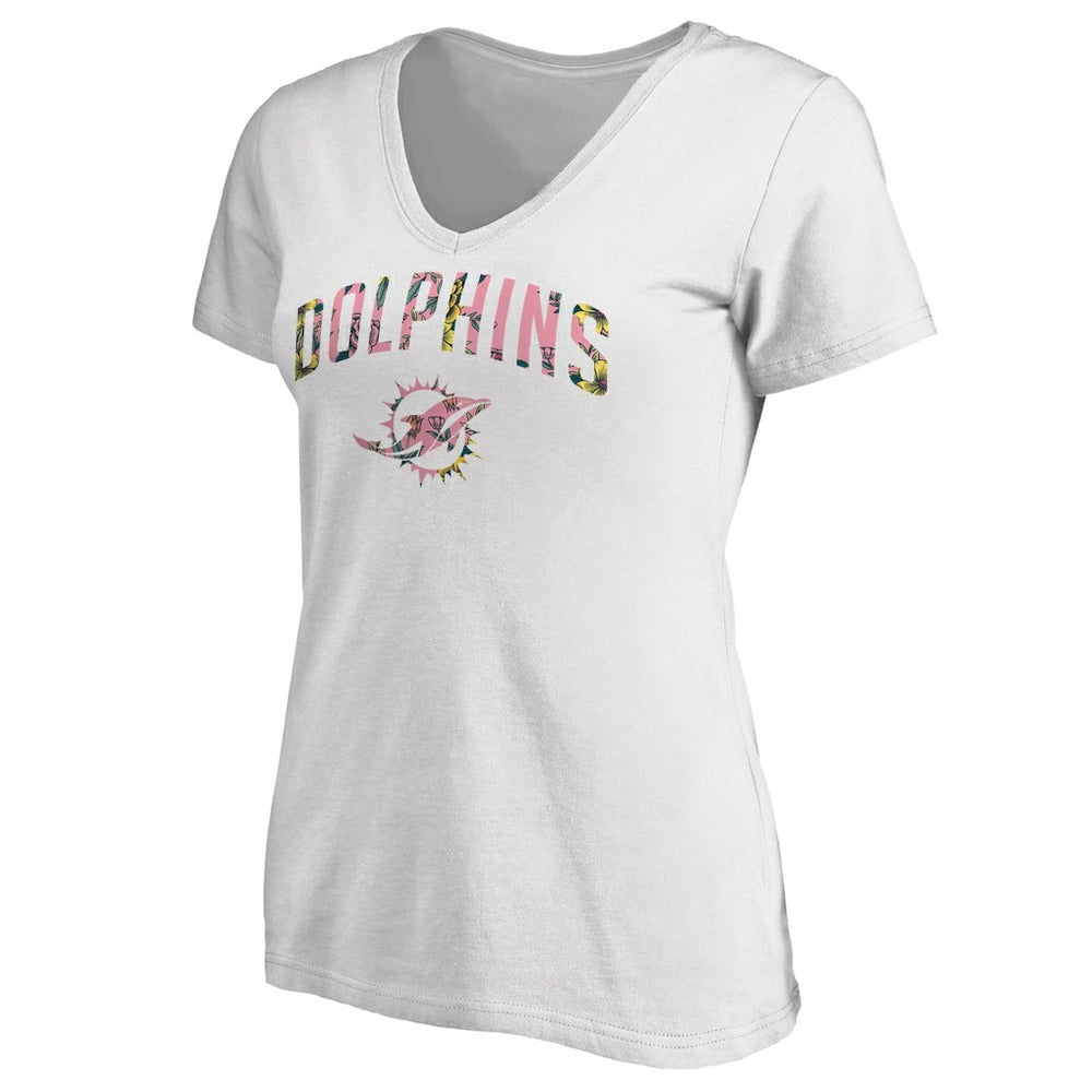 Miami Dolphins Women's Floral Arch T-Shirt White - NFL