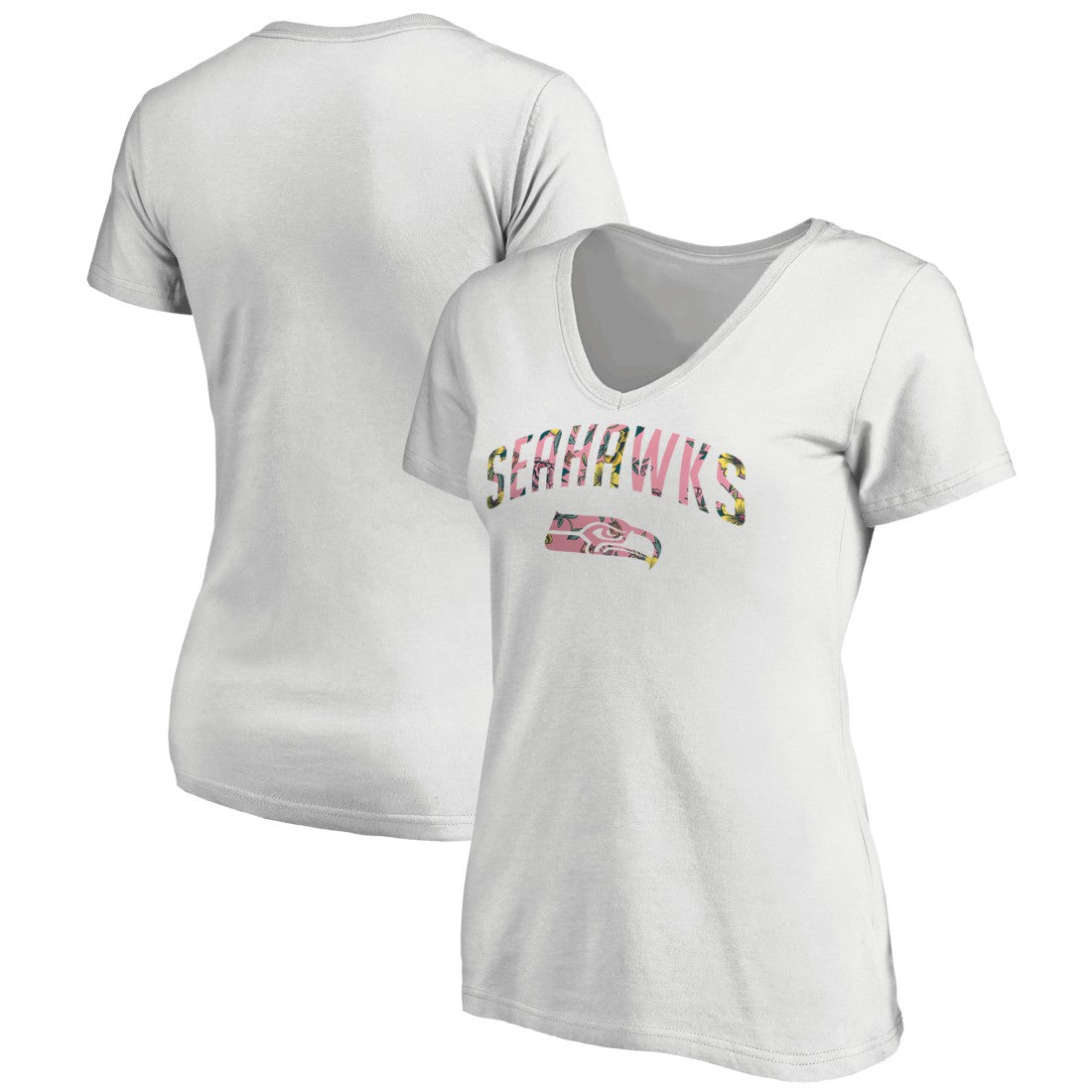 Seattle Seahawks Women's Floral Arch T-Shirt White - NFL