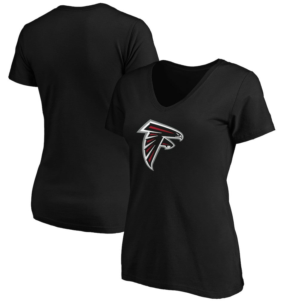 Atlanta Falcons Women's Primary Logo V-Neck T-Shirt Black - NFL