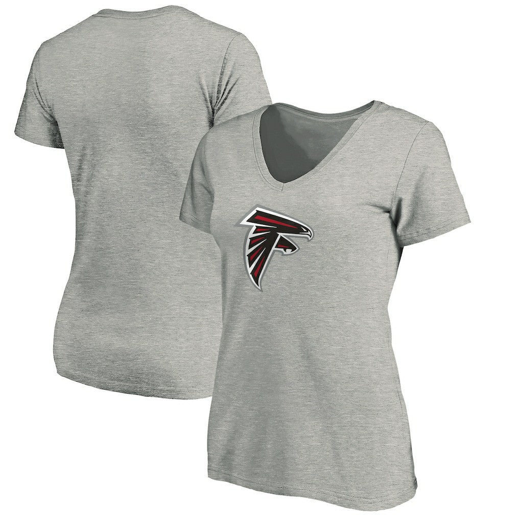 Atlanta Falcons Women's Primary Logo V-Neck T-Shirt Heather Gray - NFL