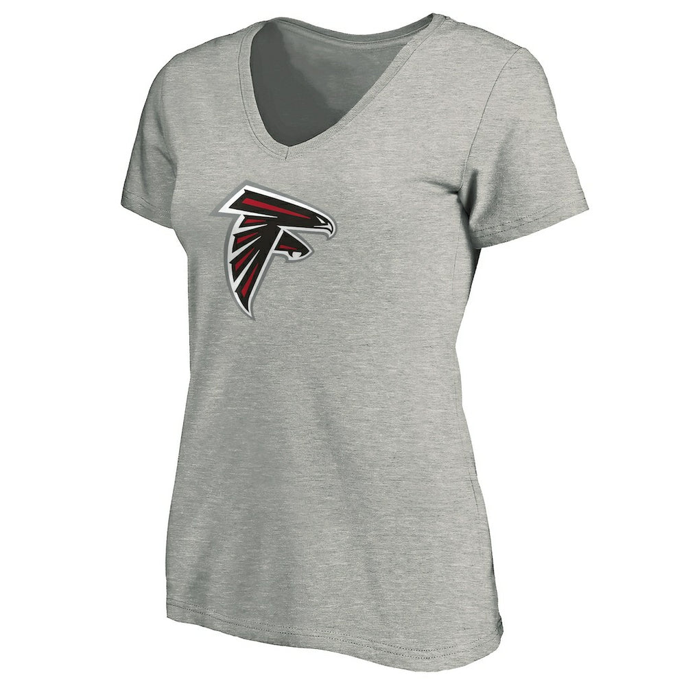 Atlanta Falcons Women's Primary Logo V-Neck T-Shirt Heather Gray - NFL