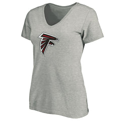 Atlanta Falcons Women's Primary Logo V-Neck T-Shirt Heather Gray - NFL