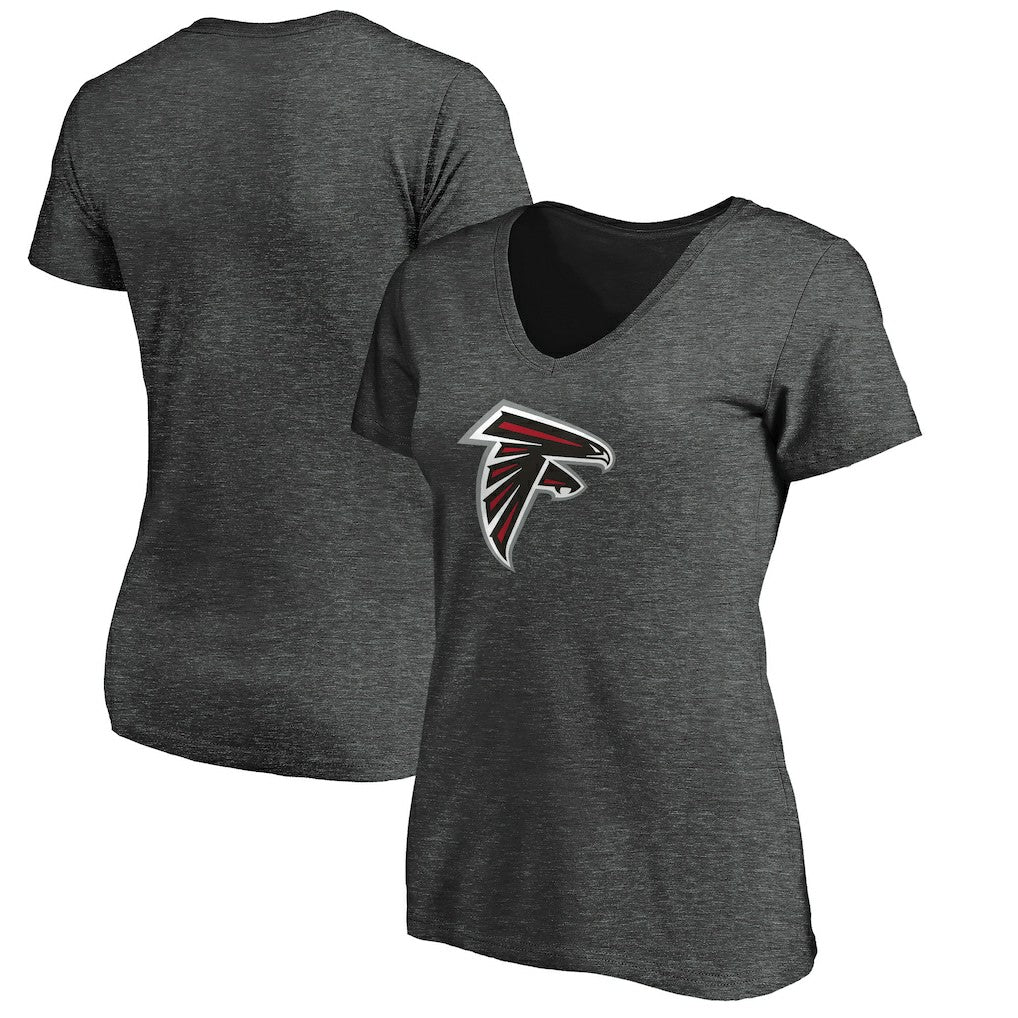 Atlanta Falcons Women's Primary Logo V-Neck T-Shirt Heather Gray - NFL
