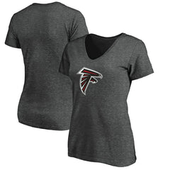 Atlanta Falcons Women's Primary Logo V-Neck T-Shirt Heather Gray - NFL