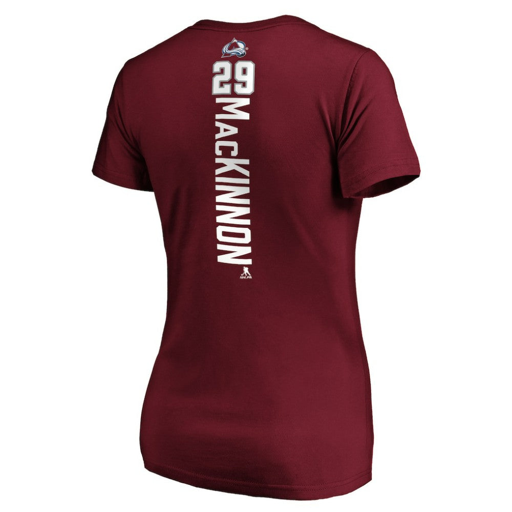 Nathan MacKinnon Colorado Avalanche - Women's Playmaker V-Neck T-Shirt Garnet