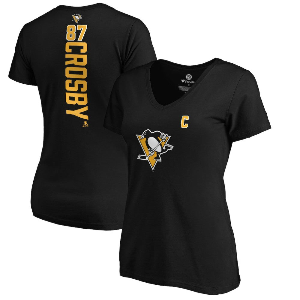 Sidney Crosby Pittsburgh Penguins Women's Playmaker V-Neck T-Shirt Black