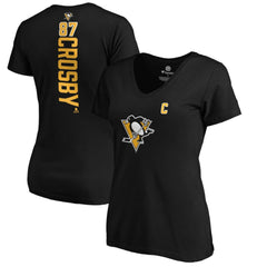 Sidney Crosby Pittsburgh Penguins Women's Playmaker V-Neck T-Shirt Black