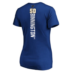 Jordan Binnington St. Louis Blues - Women's Playmaker V-Neck T-Shirt Royal