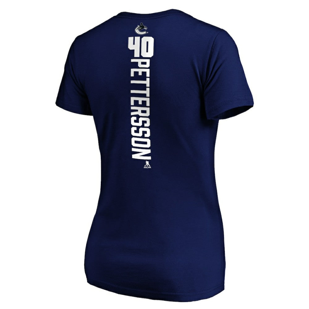 Elias Pettersson Vancouver Canucks - Women's Playmaker V-Neck T-Shirt Royal