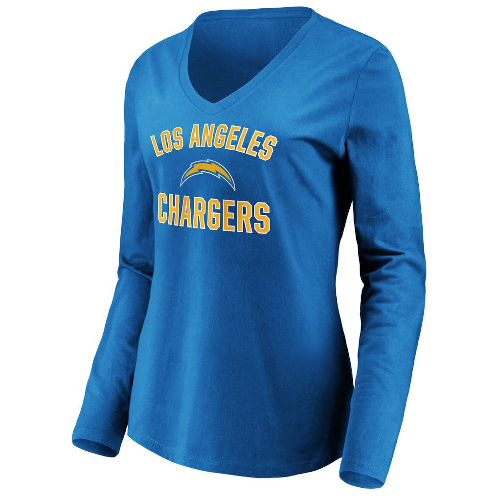Los Angeles Chargers Women's Victory Arch Long Sleeve V-Neck T-Shirt Powder Blue - NFL