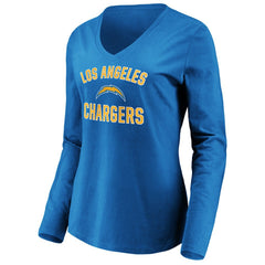 Los Angeles Chargers Women's Victory Arch Long Sleeve V-Neck T-Shirt Powder Blue - NFL