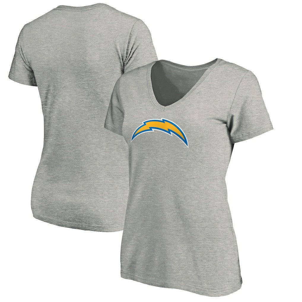 Los Angeles Chargers Women's Primary Logo V-Neck T-Shirt Heather Gray - NFL