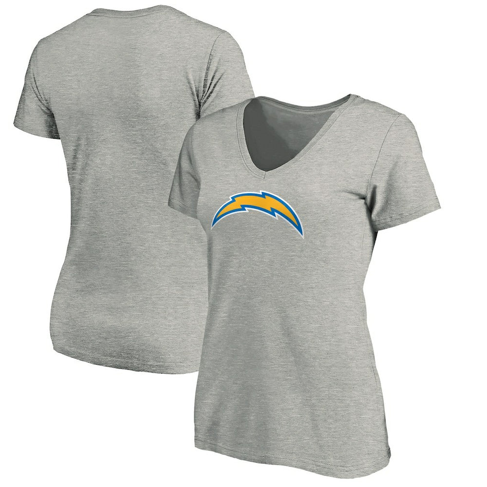 Los Angeles Chargers Women's Primary Logo V-Neck T-Shirt Heather Gray - NFL