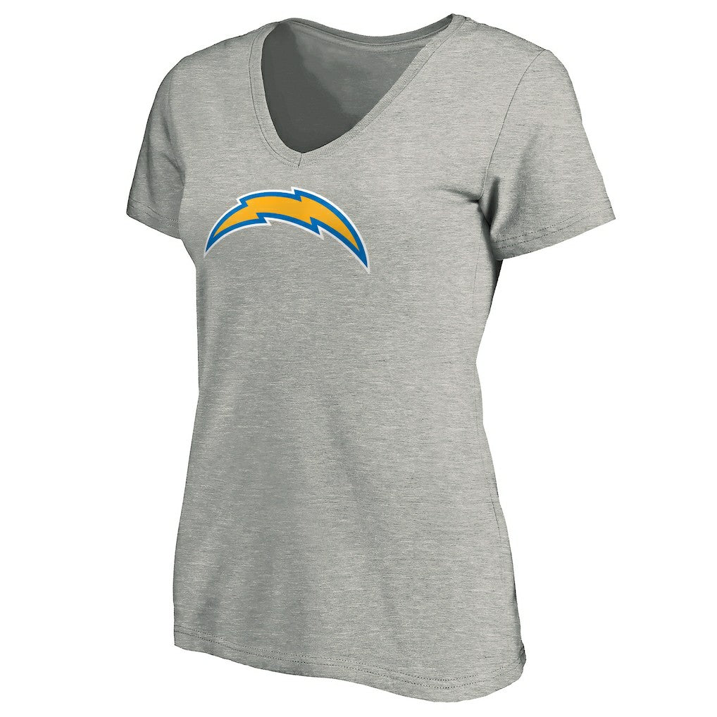 Los Angeles Chargers Women's Primary Logo V-Neck T-Shirt Heather Gray - NFL
