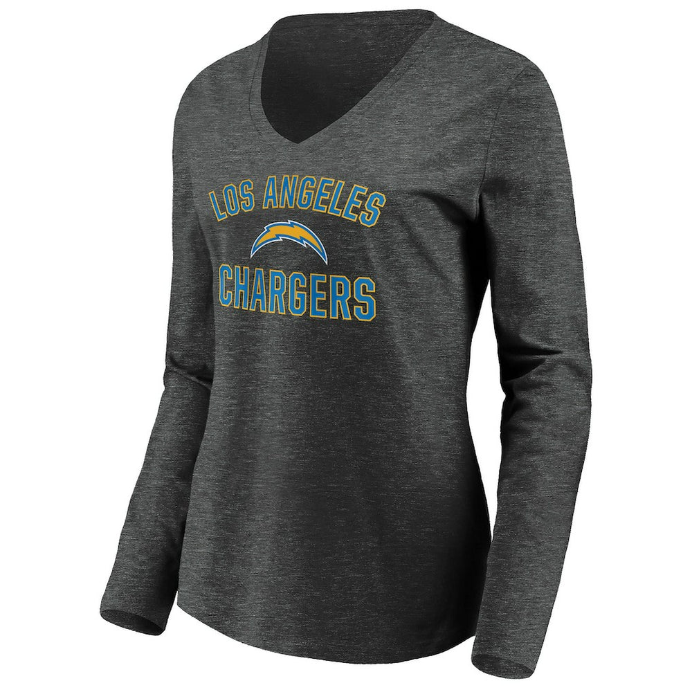 Los Angeles Chargers Women's Victory Arch Long Sleeve V-Neck T-Shirt Heather Gray - NFL