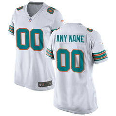 Miami Dolphins Women's Alternate Custom Game Jersey White - Nike