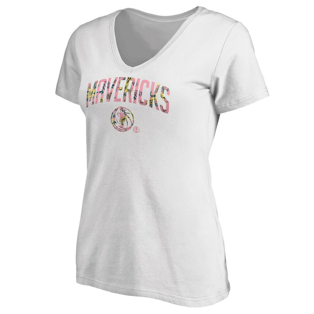 NBA - Dallas Mavericks Women's Floral Arch V-Neck T-Shirt - White