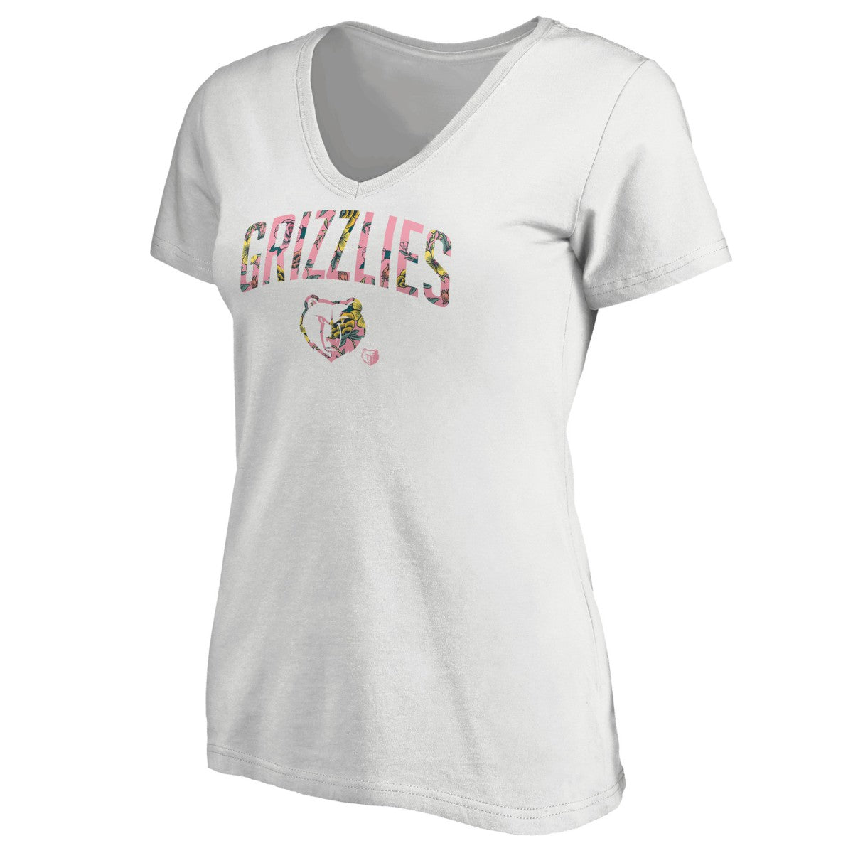NBA - Memphis Grizzlies Women's Floral Arch V-Neck T-Shirt - White