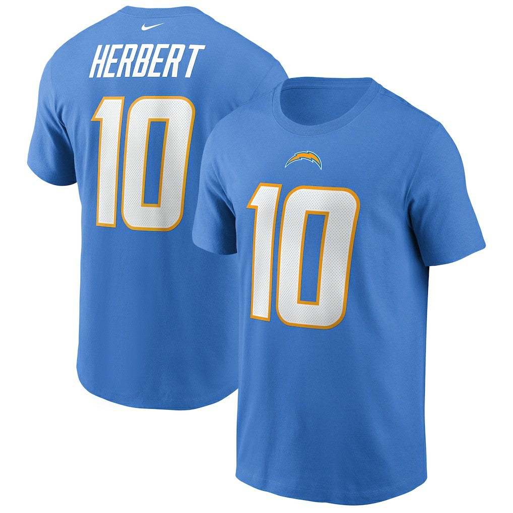 Justin Herbert Los Angeles Chargers Name & Number T-Shirt Powder Blue - Nike