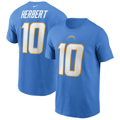 Justin Herbert Los Angeles Chargers Name & Number T-Shirt Powder Blue - Nike