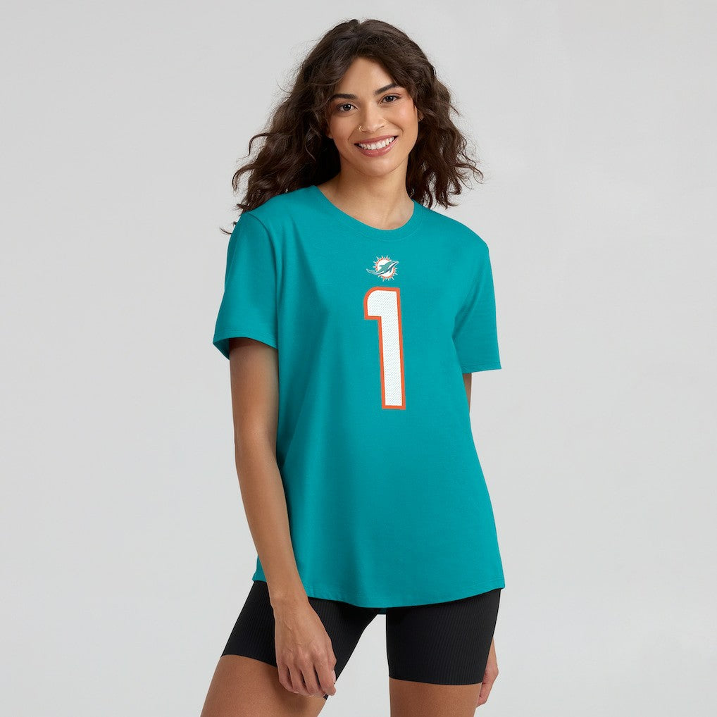 Tua Tagovailoa Miami Dolphins Women's Name & Number T-Shirt Aqua - Nike