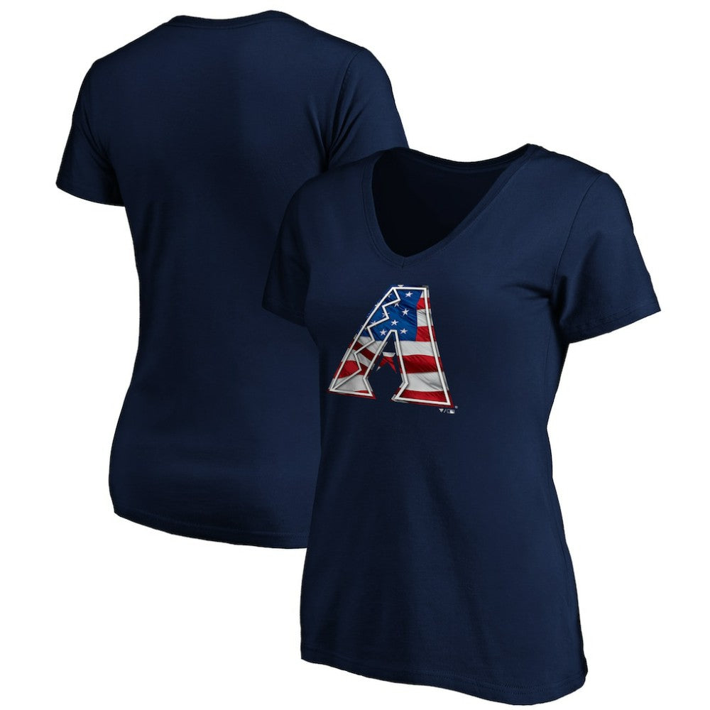 Arizona Diamondbacks Logo Women's Banner Wave V-Neck T-Shirt Online