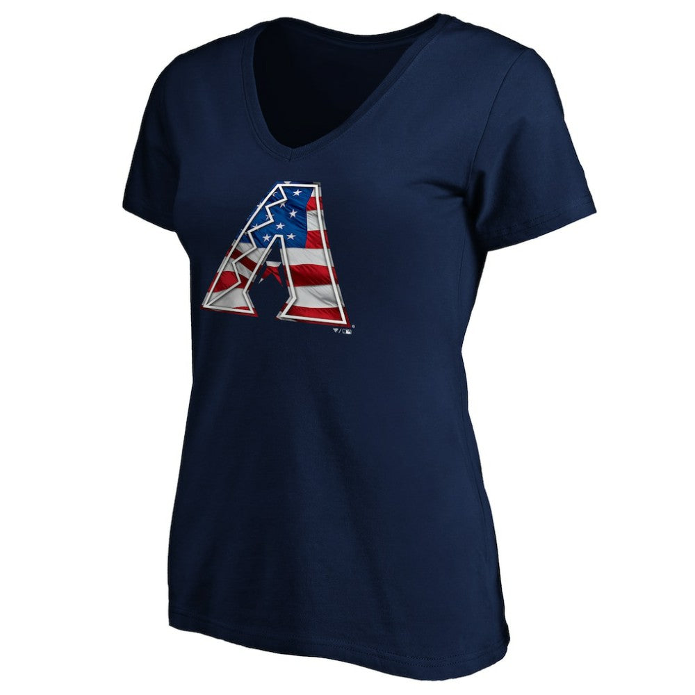 Arizona Diamondbacks Logo Women's Banner Wave V-Neck T-Shirt Online