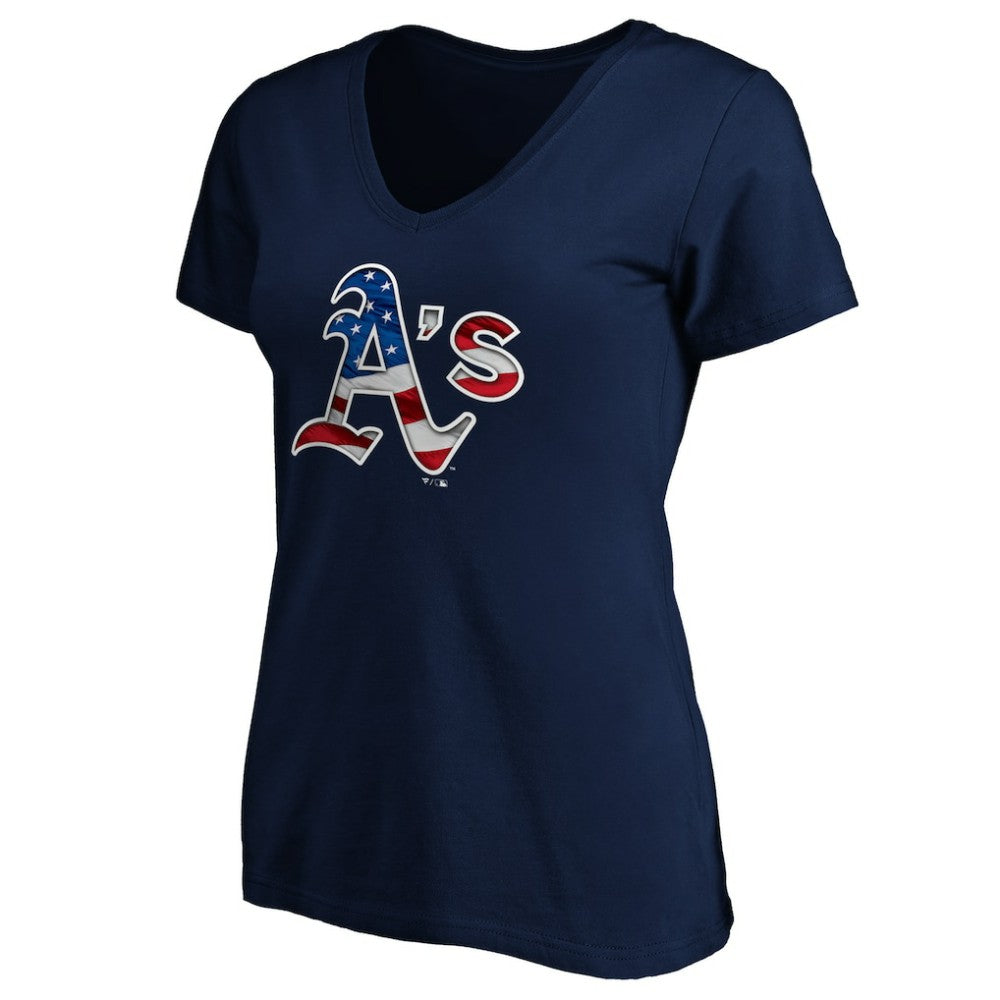 Athletics Logo Women's Banner Wave V-Neck T-Shirt On Sale