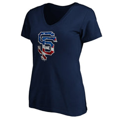 San Francisco Giants Logo Women's Banner Wave V-Neck T-Shirt On Sale