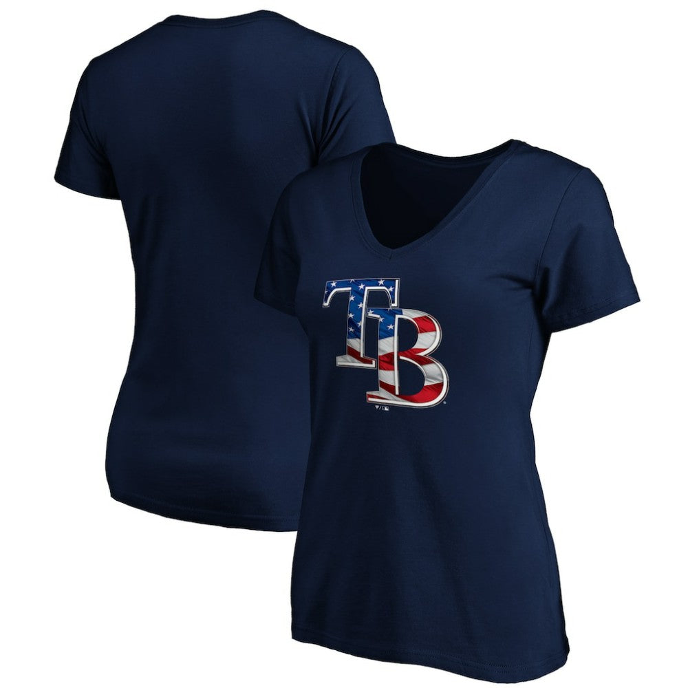 Tampa Bay Rays Logo Women's Banner Wave V-Neck T-Shirt Near Me