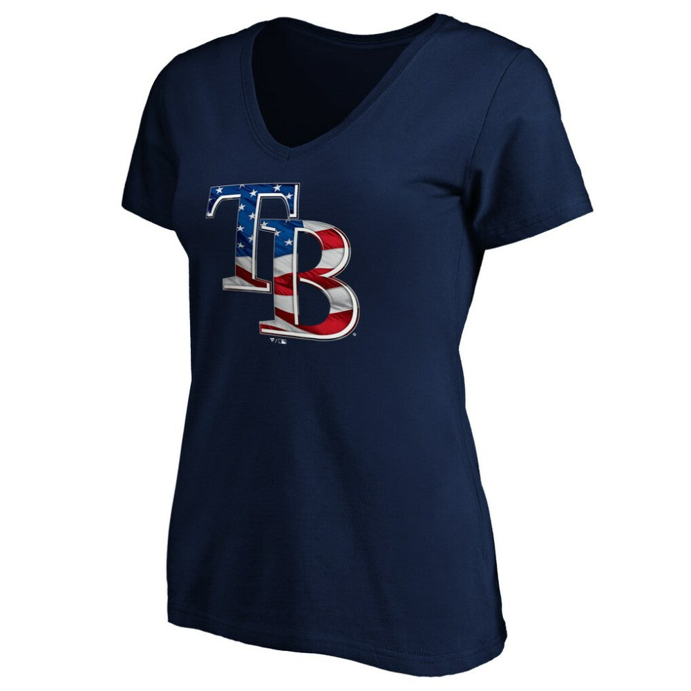 Tampa Bay Rays Logo Women's Banner Wave V-Neck T-Shirt Near Me